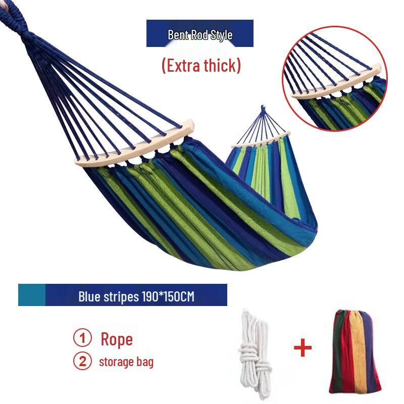 FEBORY Outdoor Canvas Hammock with Spreader Bar