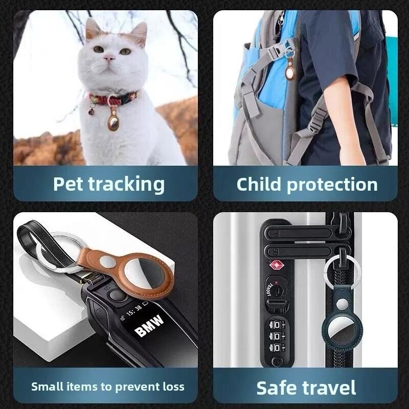 PU Leather Case for Airtag Metal Pendant Protective Case Cover Animals Tracker Accessories Waterproof Luggage Anti-Loss Keyring