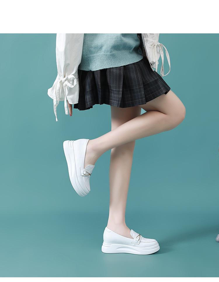 2023 Spring Collection: Women's Real Leather Heightening Mary Jane Loafers, Small Leather Shoes, Nurse Style YH812