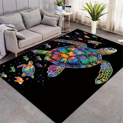 Colorful Turtle Print Area Rug Luxury Crystal and for Living Room Bedroom Porch Office Coffee Table and Hallway Decorative Mats