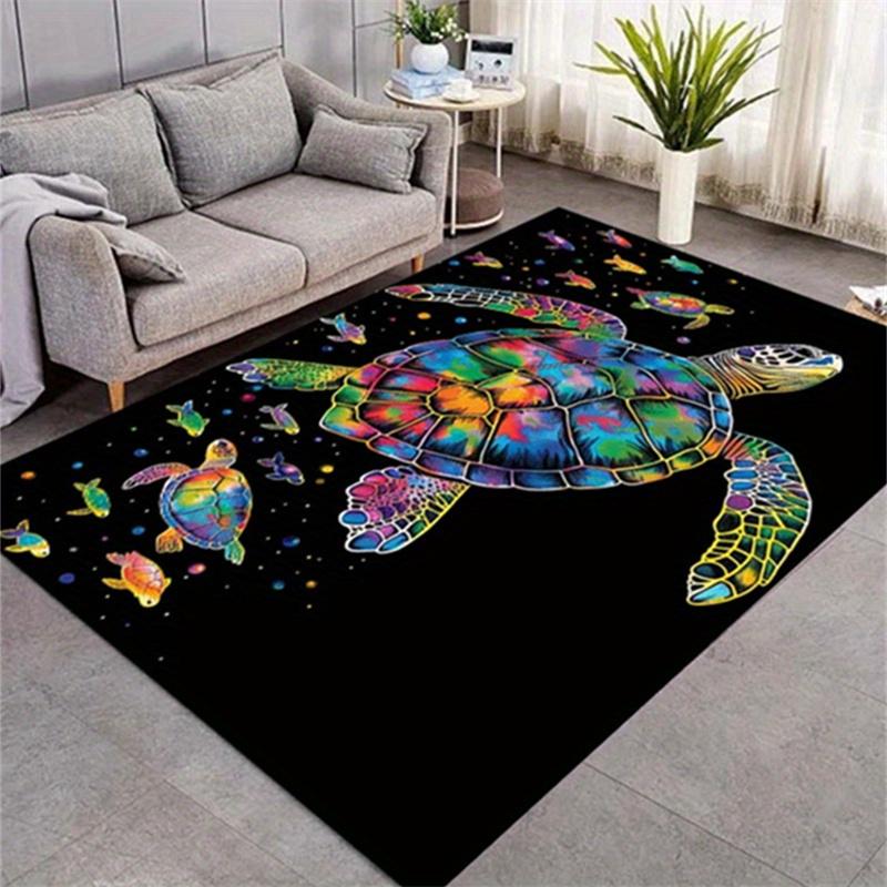 

Colorful Turtle Print Area Rug Luxury Crystal and for Living Room Bedroom Porch Office Coffee Table and Hallway Decorative Mats 40x60cm