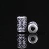 Antique-Finish Vajra Scepter Beads: Color-Preserving Silver Six-Syllable Mantra Spacer for DIY Tibetan Bracelets