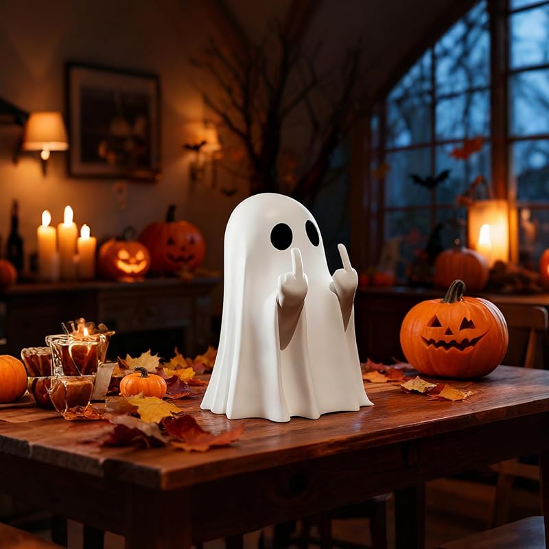 Halloween Decorations Ghost Figurine - 3 in Spooky & Cute Ghost Statue, Halloween Ghost Figurines for Home, Office, Desk Decor, Cute Ghost Decor Home