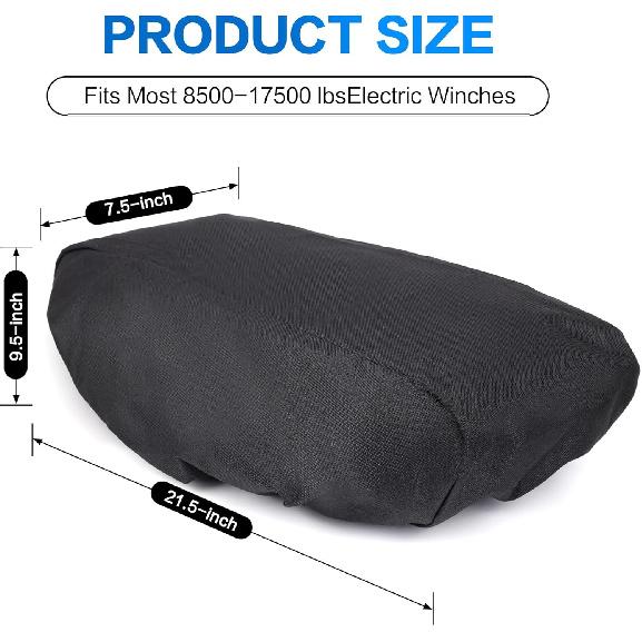 Goabroa Badlands Winch Cover, Heavy Duty 600D Oxford Winch Cover 12000 lb Waterproof (21.5" x 9.5" x 7.5"), Outdoor Winch Accessories