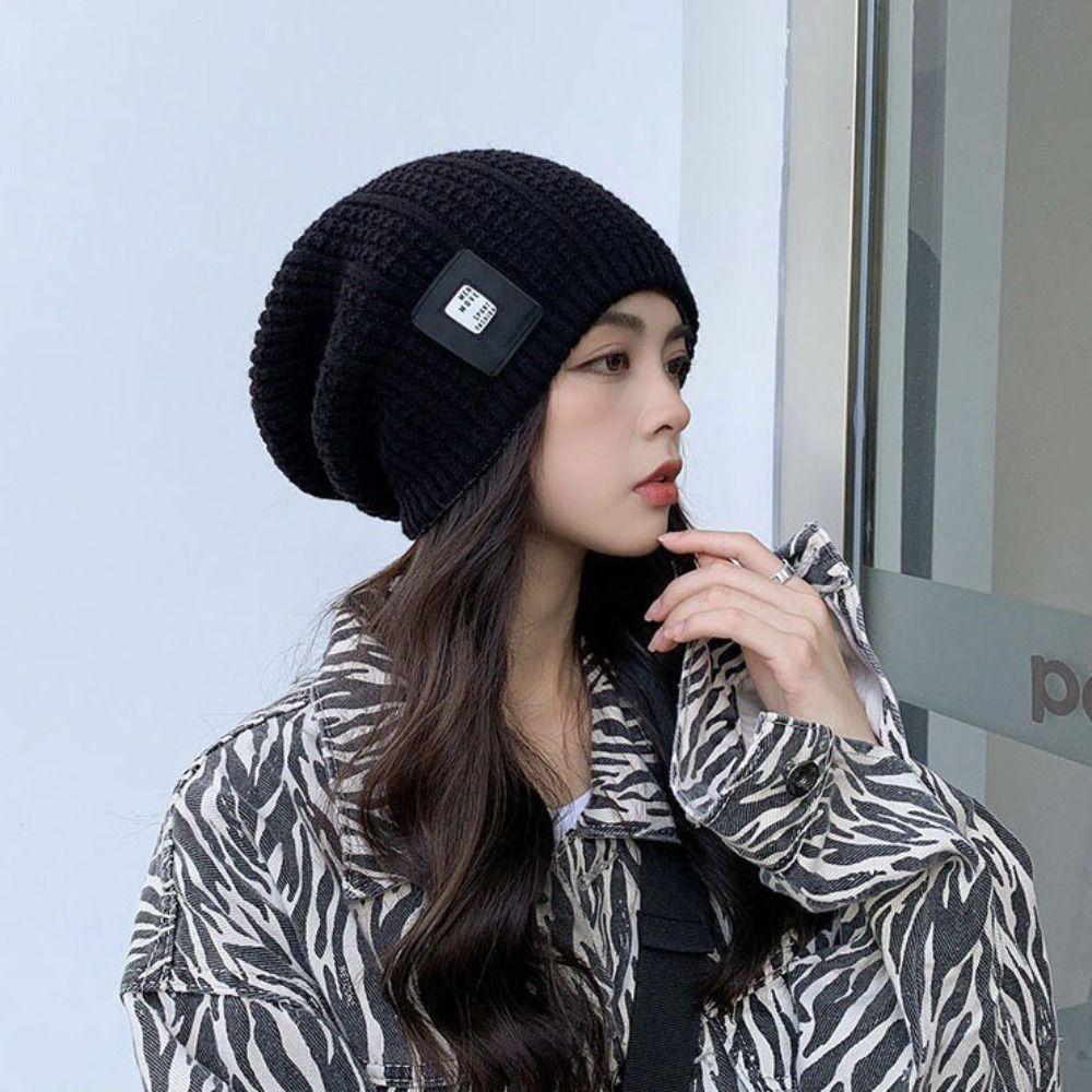 Crochet Knitted Beanie Solid Color Knitted Stacking Hat Harajuku Winter Cold Hat  Autumn