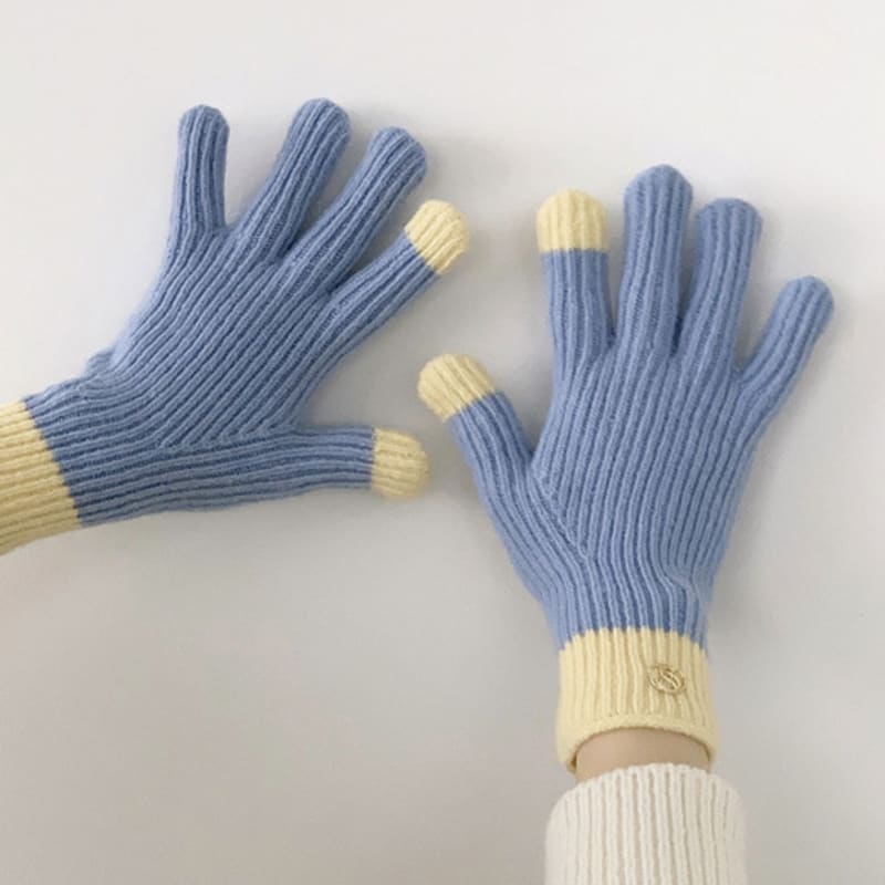 38comeoncommon Symbol Fingerhole Gloves (Sky Blue)