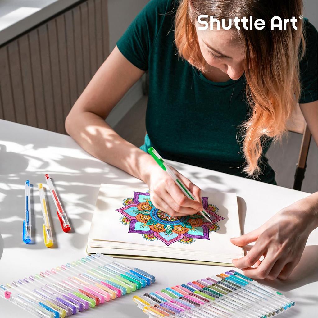 Shuttle Art Gel Ballpoint Glitter Color 240 Pack 120 for Photo Album with Case Pens, Pens, Pens, (120 Colors), Refills, Water-based, Coloring,