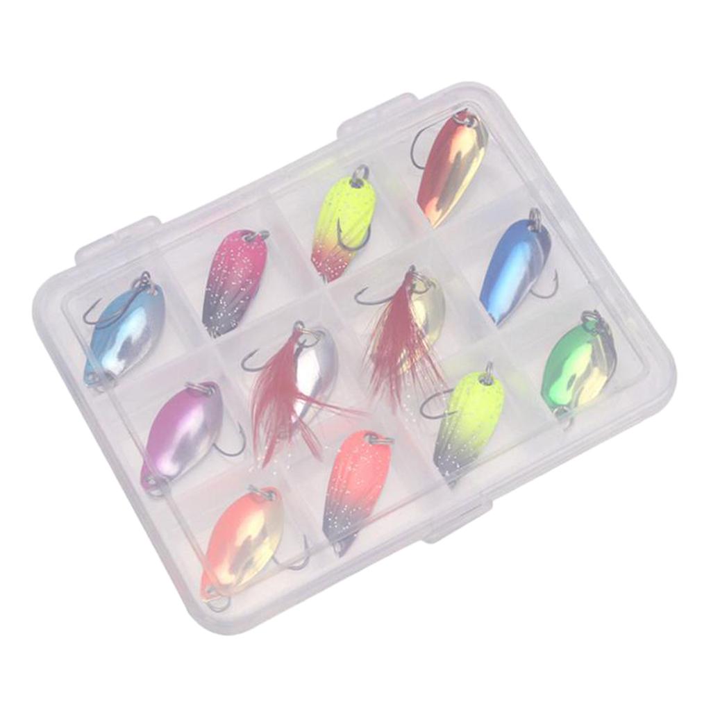 Satın alın 12 Pcs Metal Sequins Fishing Lures Single Hook Spinners Bass