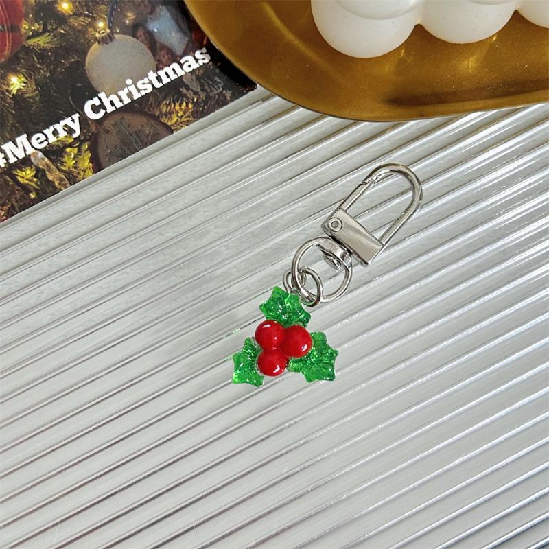 1/5/6Pcs Cute Transparent Christmas Tree Keychains Colorful Dotted Design For Bag Decor Holiday Gifts Daily Use