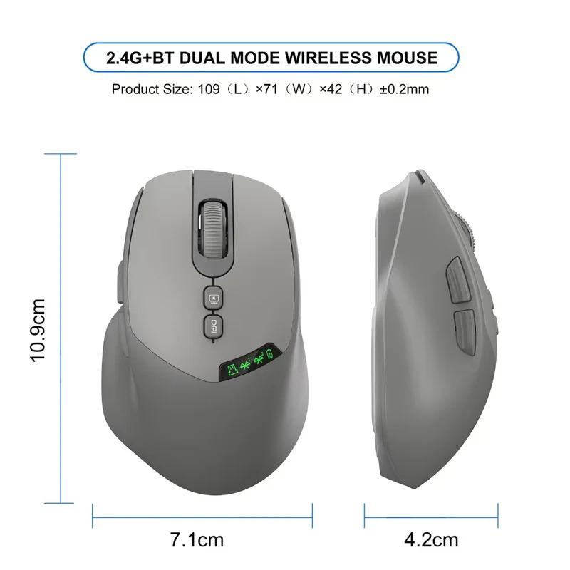 Lightweight Noiseless Dual Mode Wireless Mouse Bluetooth 2.4G Silent Click DPI Adjustable, 500mA Battery Display Best-Seller