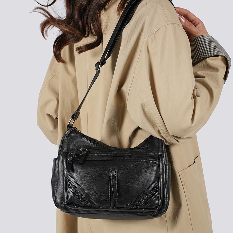 Dameveske Mor Crossbody-veske Stor kapasitet Flerroms Skulderveske