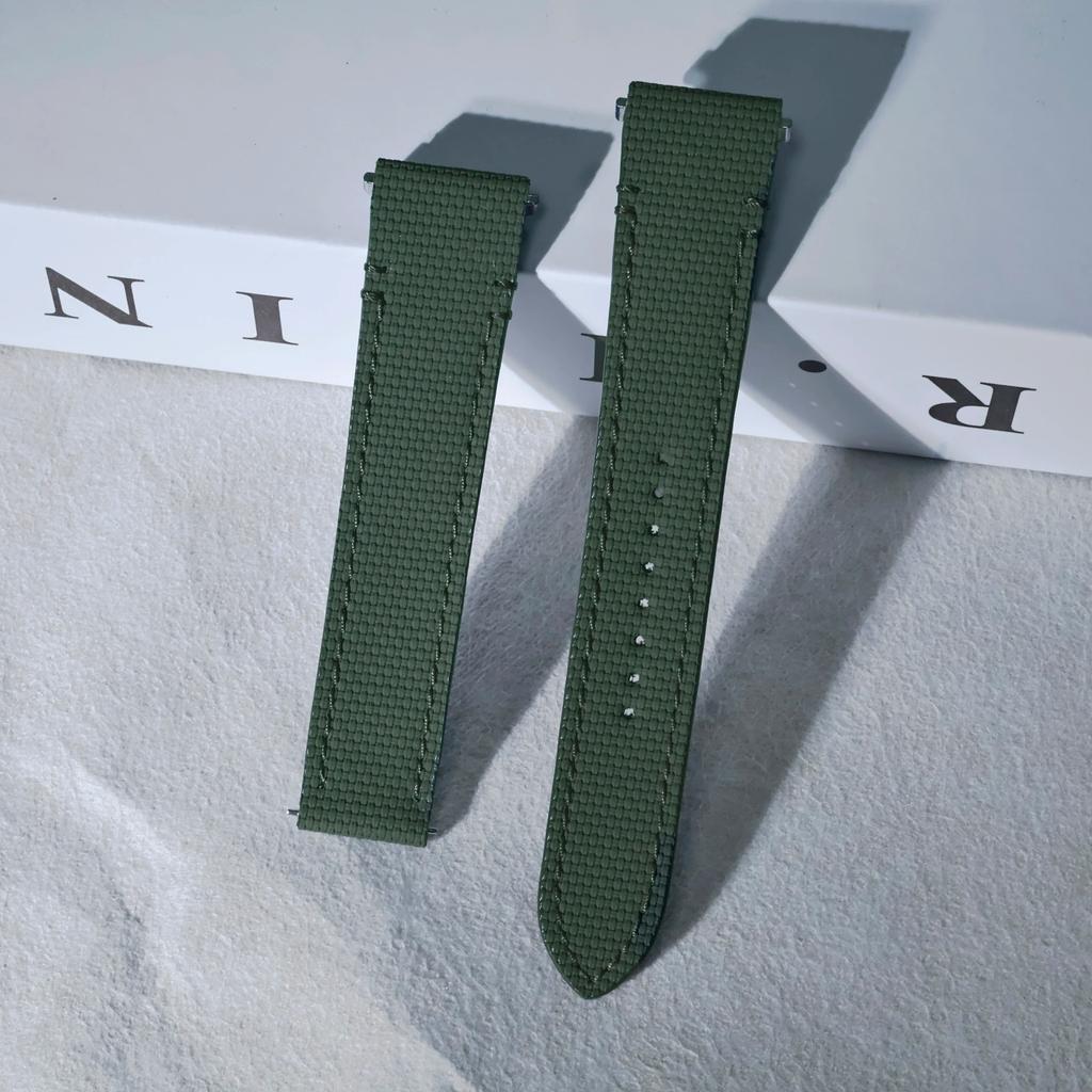 19mm 21mm FKM-Gummi-Uhrenarmband für Cartier Santos WSSA0009 WSSA0010 WHSA0021 Schnellwechsel-Stahl-Endstück-Verbindungsglied-Uhrenarmband