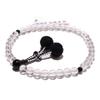 Nenjudo Made in Japan Women's Prayer Beads, Genuine Quartz and Black Onyx, Silk Tassel, Prayer Beads Bag Included, Suitable for All Sects