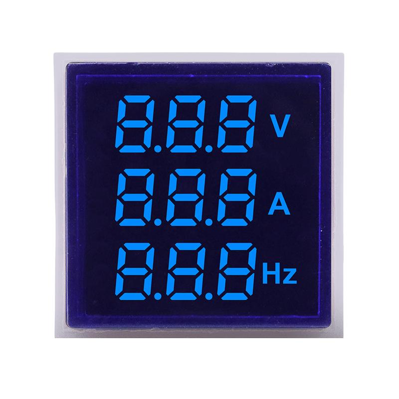 Square LED Digital Voltmeter Ammeter Hertz Meter AC24-500V Voltage Current Frequency Combo Meter Signal Light Indicator Tester