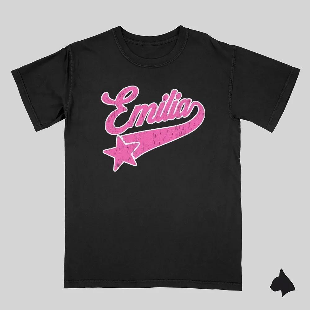 Famous Spanish Top Fashion Brand Bershka Tee Emilia Mernes Print Short Sleeve Women T-shirts Cotton Oversized Y2k Female Clothes
