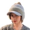Novelty Furry Knitted Baseball Cap with Earflaps Women Influencers Same Slouchy Warm Ear Protections Empty Top Hat
