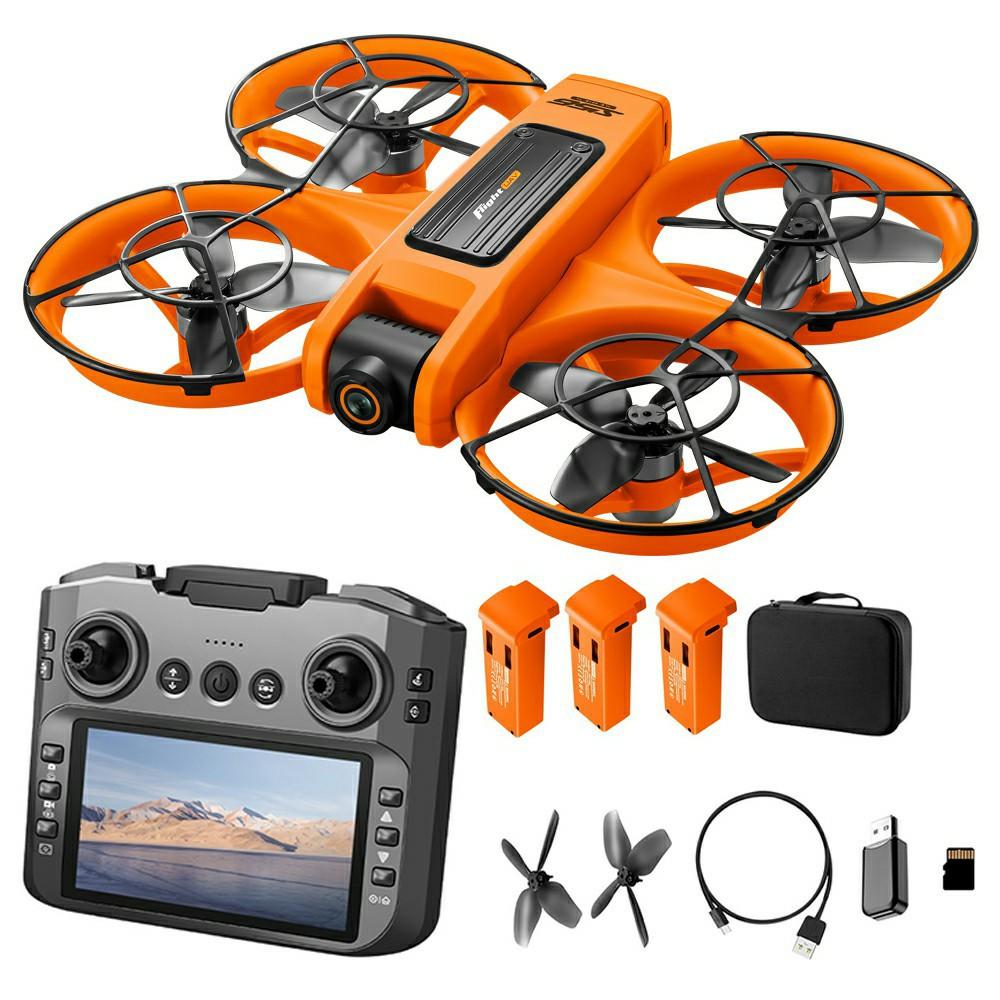 S156 Brushless RC Drone HD Camera Optical Flow Positioning RC Aircraft with Screen Controller, 3 Batteries