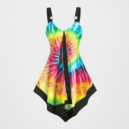 

Жилет с принтом Tie Dye для женщин с V-образным вырезом и нерегулярным подолом