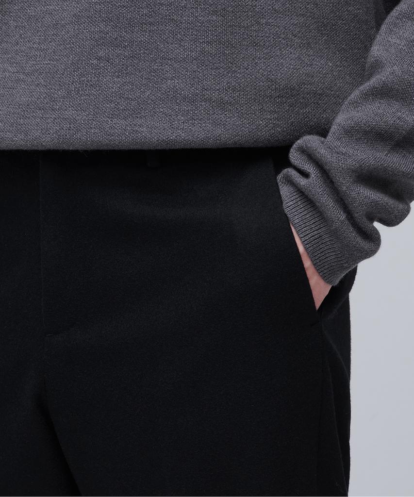 MUSINSA STANDARD Wool Flannel Wide Slacks [Black]