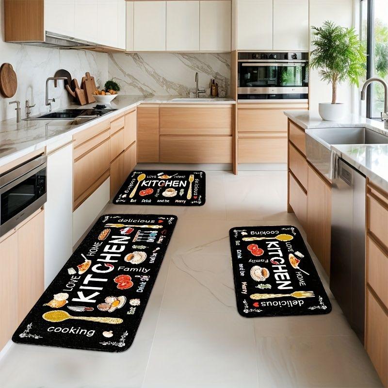 Kitchen Area Rug Soft Non Slip Mat KITCHEN Lettering Kitchenware Print Entryway Home Decor Farmhouse Style Runner Carpet