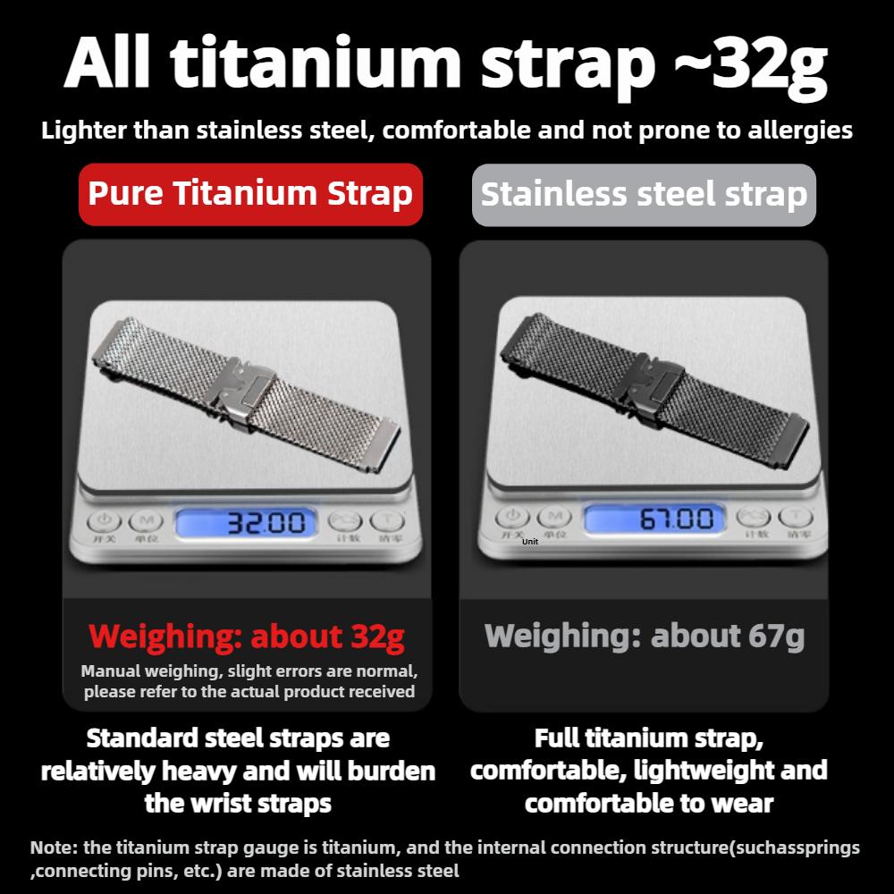 20mm 22mm Titanium Parachute Buckle Strap for Huawei Watch GT5 5Pro GT4 3 2e 46mm Luxury Milanese Bracelet for Samsung Galaxy Watch 7 6 5 4 Metal Band