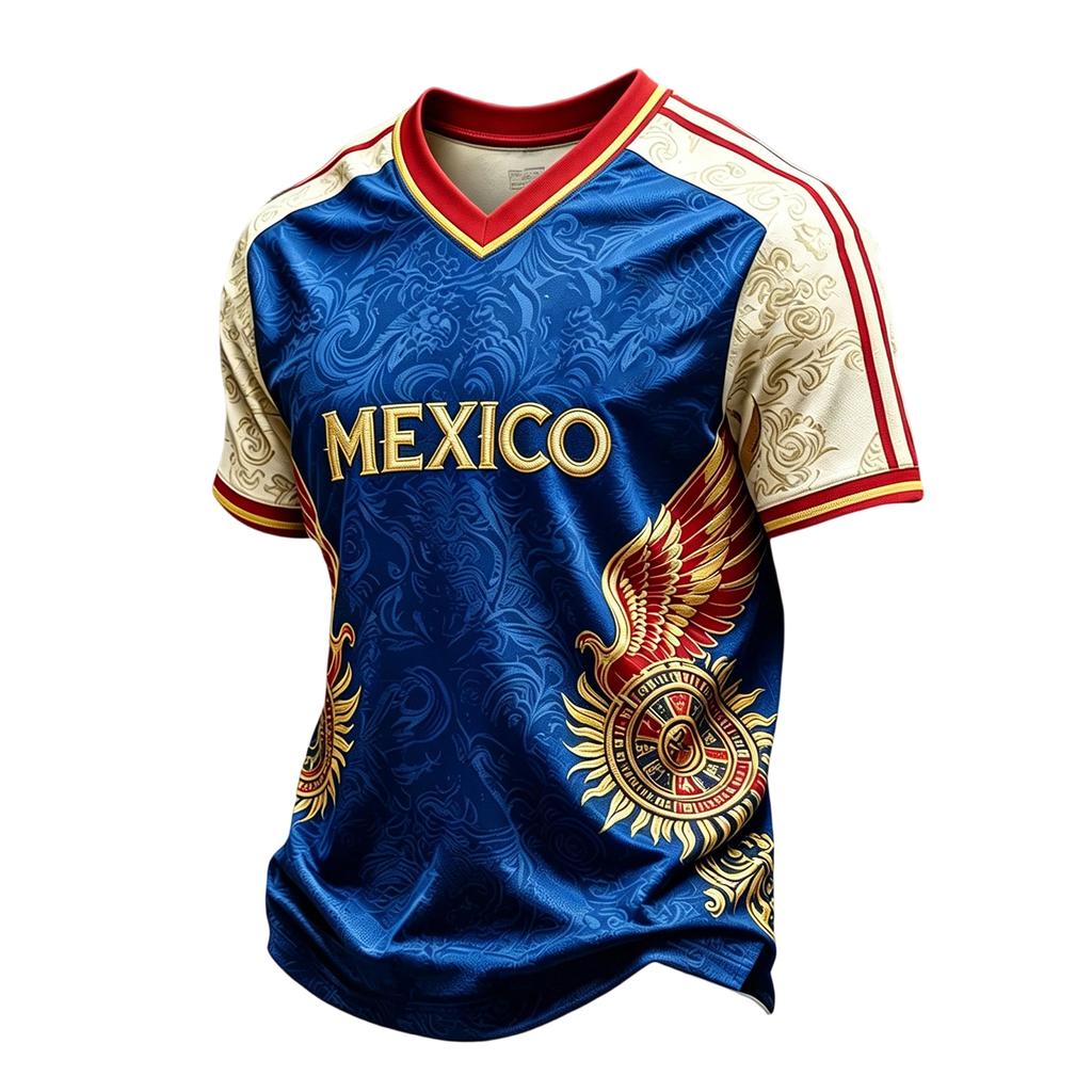 Men's Casual V-Neck Short Sleeve T-Shirt Lightweight Breathable with Mexico Letter Print
