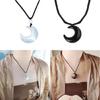 Lace Up Rope Necklace Cat Eye Moon Pendant Necklace Chinese Style Jewelry Gift