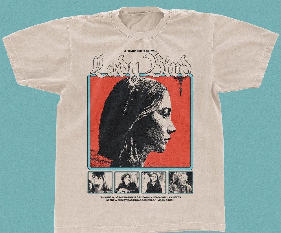 Ladybird movie graphic T-shirt vintage a24 film style teeshirt Greta Gerwig to L