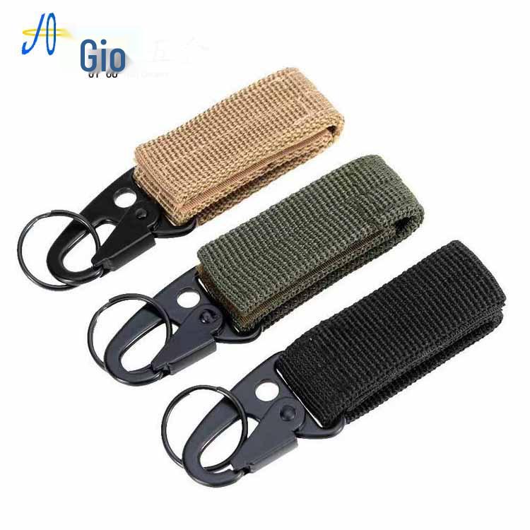 

Outdoor Tactical Nylon Keychain Carabiner with Eagle Beak Hook for Belt and Backpack Black