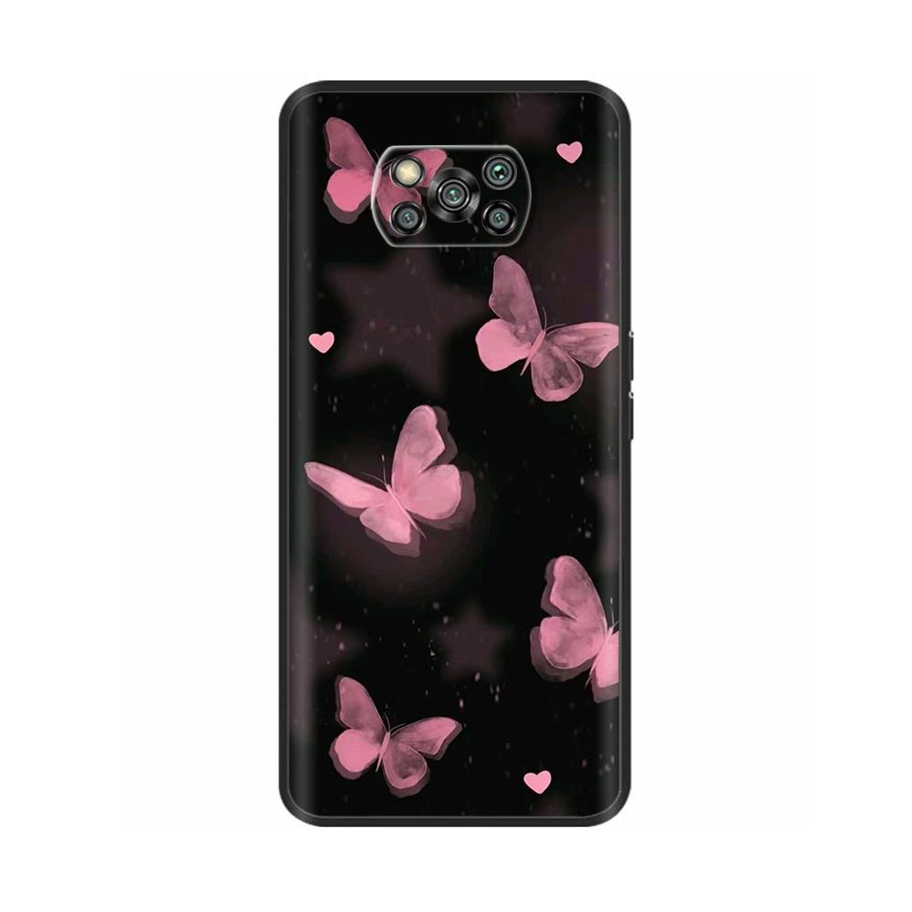 Etui na Poco X3 Pro Motyl Serce Miękkie Płynne Silikonowe Pełna Ochrona Etui dla Xiaomi Poco X3 NFC Pokrowiec Dla Poco X3 PocoX3