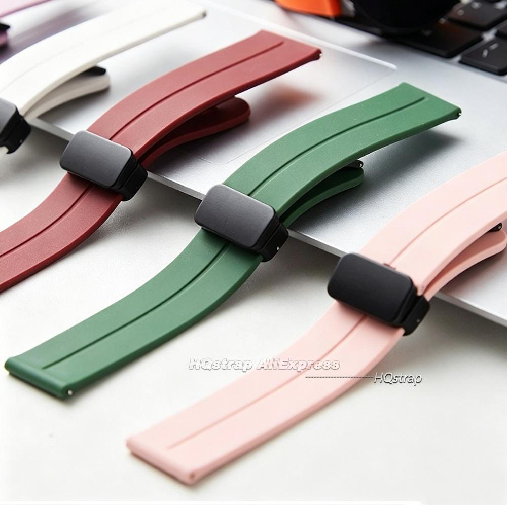 Magnetic Silicone Watch Strap 18mm 20mm 22mm Bracelet Magnetic Metal Buckle Wristband Quick Release Men Women Band Accessories