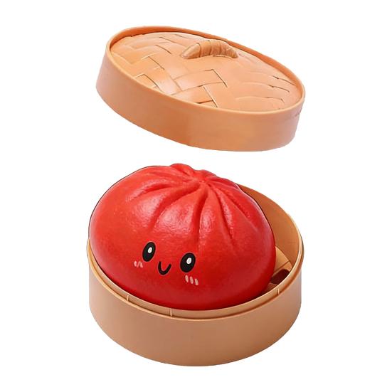 Hračka na úlevu od stresu v podobě pařené buchty s parním hrncem, simulace plněné buchty, mačkací senzorická hračka, měkká TPR, čínská buchta, fidget hračka