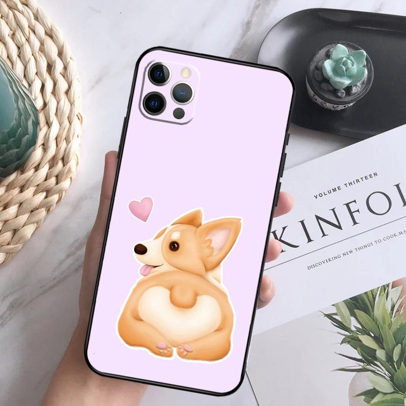 Cartoon Corgi Dog Shiba Inu Phone Case For iPhone 16 Pro 11 12 13 14 15 Pro Max Mini XS X XR 7 8 16 Plus Cover Coque