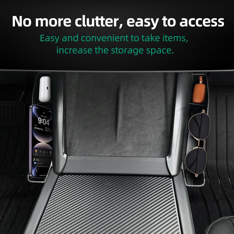 Wireless Charging Side Storage Box for Tesla Model 3 Highland 2024 2025 ABS Center Console Retrofitting Organized Accessories