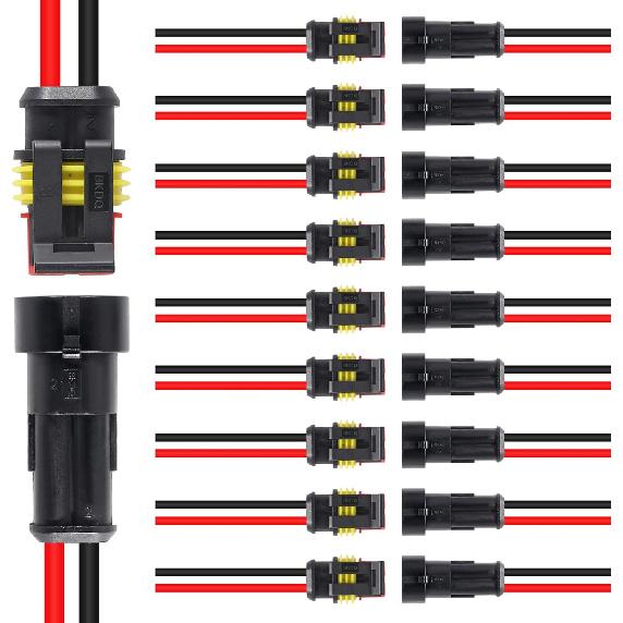 10 Pack 2 Pin Wire Connector 16 AWG Waterproof Automotive Electrical Connectors Deutsch Connector Male And Female Wire Connectors For Car Truck Boat