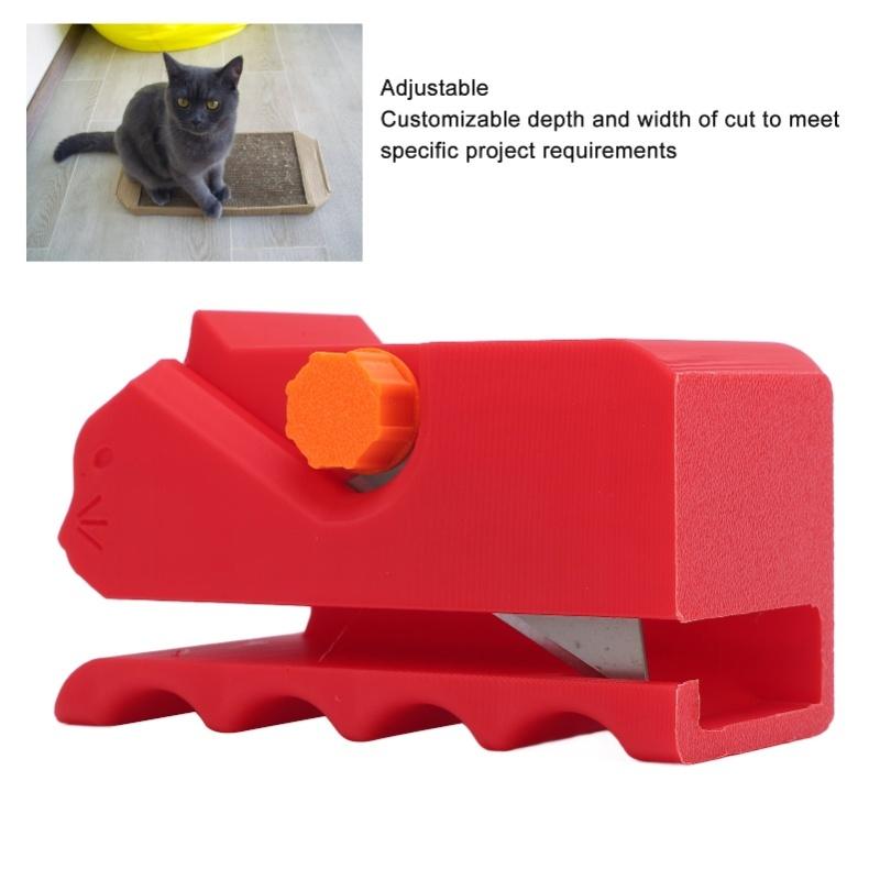 Cardboard Cutter For Cat Scratchers 3D Printed DIY Cardboard Stripper Cat Scratching Board Cutting Tool Red