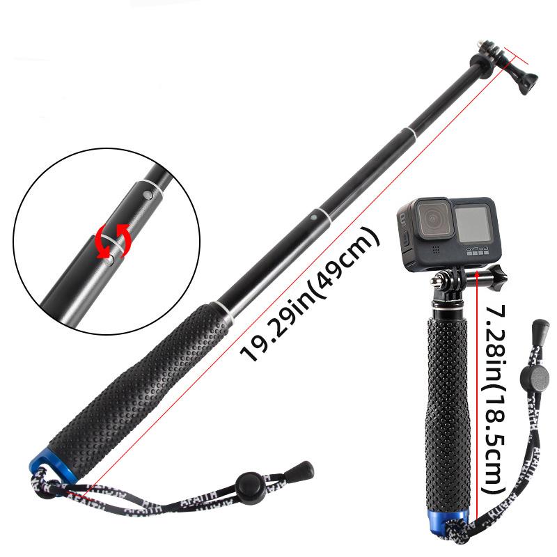 4 Sections Aluminum Alloy Extendable Handheld Selfie Stick Telescoping Pole for GoPro Hero 9 8 7 6 5 Action Camera 7