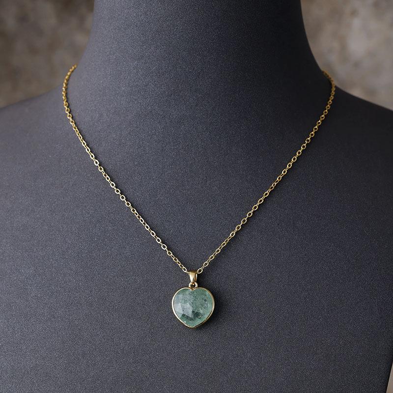 Luxury high quality fashion jewelry classic natural stone love small fresh plated 18K gold chain pendant necklace
