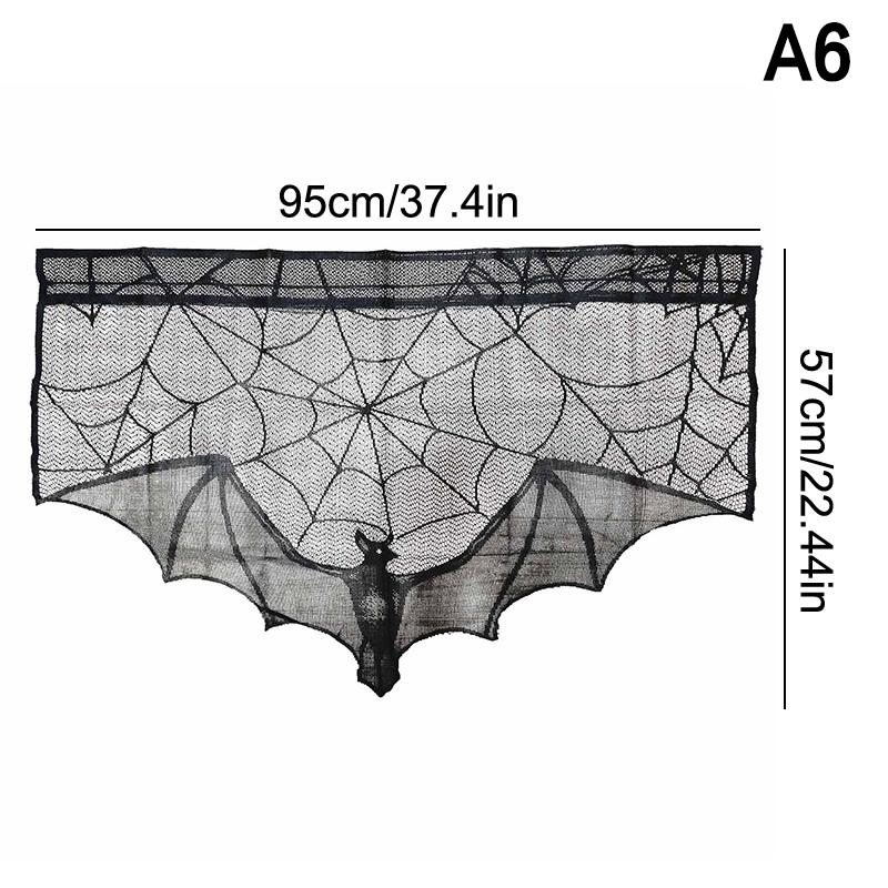 Spooky Halloween Table Runner Black Lace Spider Web Design Tablecloth Fireplace Scarf Haunted House Decor Party Decoration