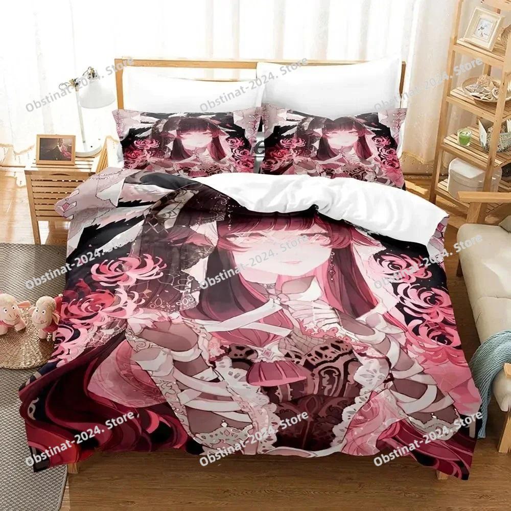 Genshin Impact Columbina Bettwäsche Set Einzelbett Twin Full Queen King Size Aldult Bettbezug Kawaii Bettsets für Jungen Schlafzimmer