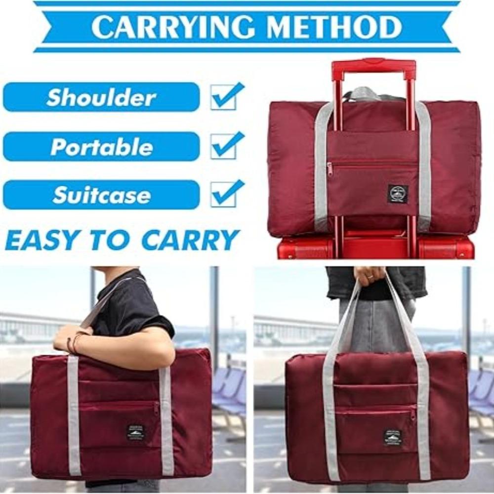1Pc Red/Navy/Green Multifunctional Folding Travel Bag Single Shoulder Hand Luggage Bag Large Capacity Luggage Storage Waterproof