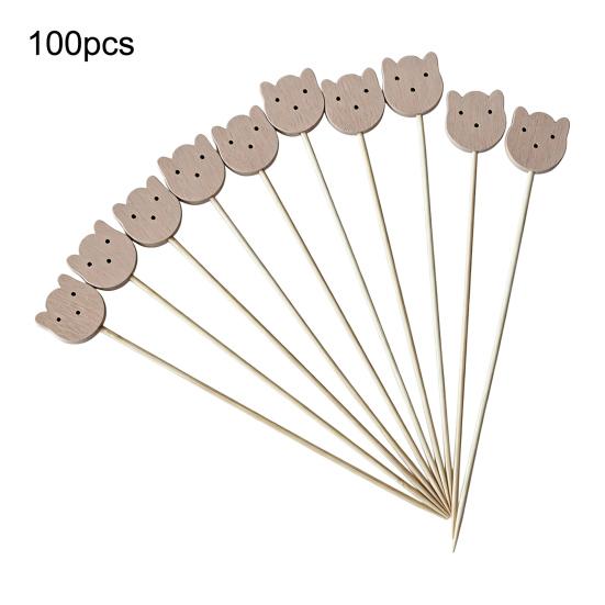 100PCS Disposable Cocktail Picks, Cute Panda Head Decor Bamboo Skewers, Long Food Picks for Sandwiches Burgers Fruits Desserts