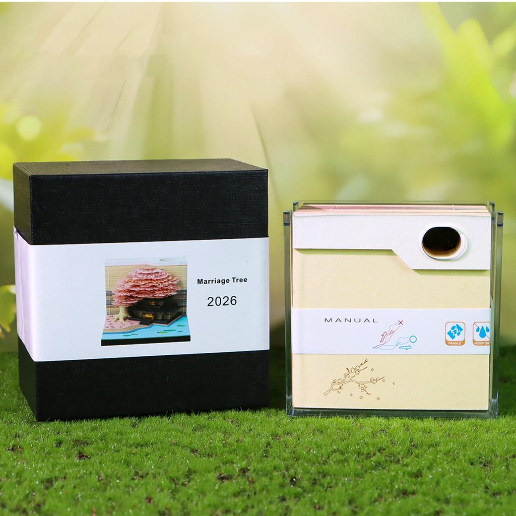 Time Piece Calendar 2026 3D Memo Pads Calendar with Led Light 3D Art Calendar Paper Carving Art Memo Pad Notepad for Home Decor