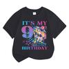 Boys' and Girls' Fashionable Birthday Themed Printed Round-Neck Short-Sleeve T-Shirts Summer Children's Loose-Fit Casual Tops