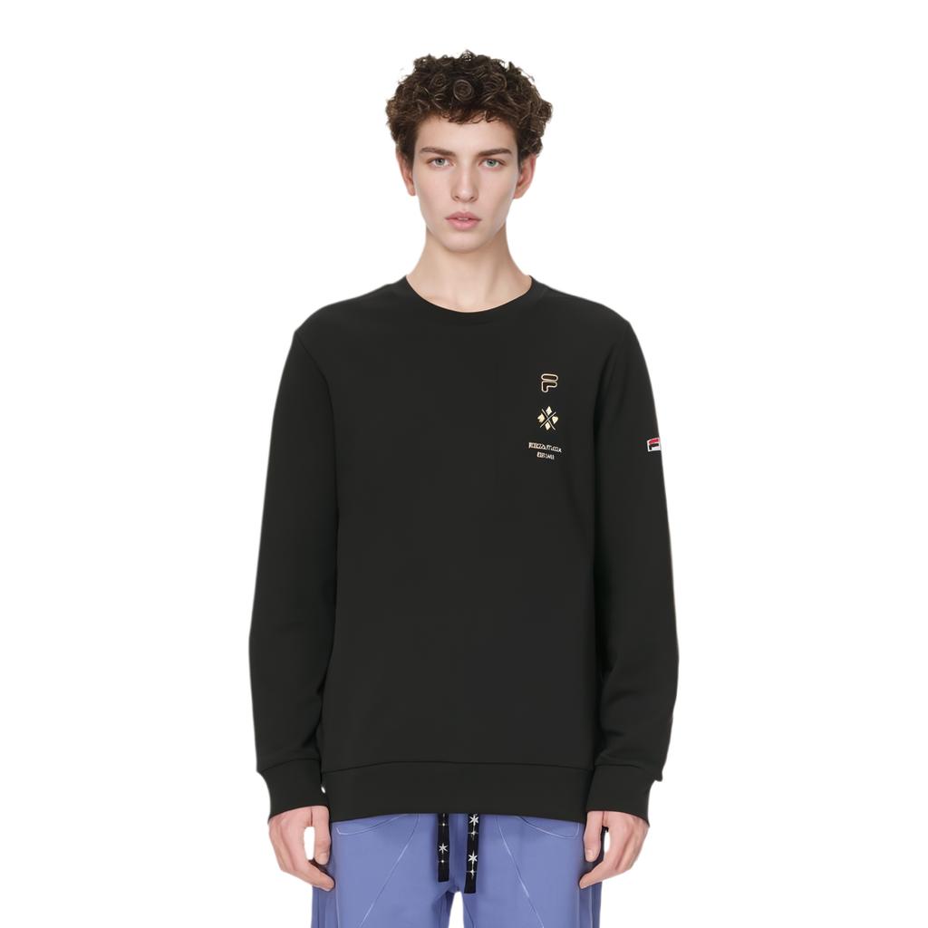 FILA Sports Casual Knitted Printed Pullover Sweatshirt Men sweatshirt Black F11M218215FBK