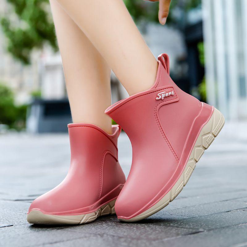 

Утепленные резиновые сапоги для женщин, модные, водонепроницаемые, нескользящие, с коротким голенищем, резиновые сапоги для воды, износостойкие, кухонные рабочие резиновые сапоги 41 розовый