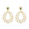 WWJ Luxury Hollow Out Design Round Dangle Earrings Zirconia Women Wedding Party Jewelry