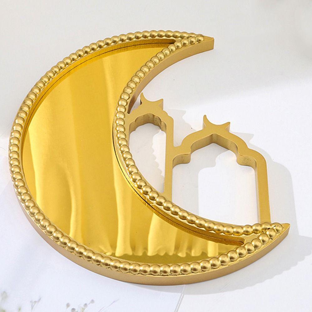 Elegant Moon Food Serving Tray Moon Shaped Ramadan Festival Art Tray  Desktop Decoration