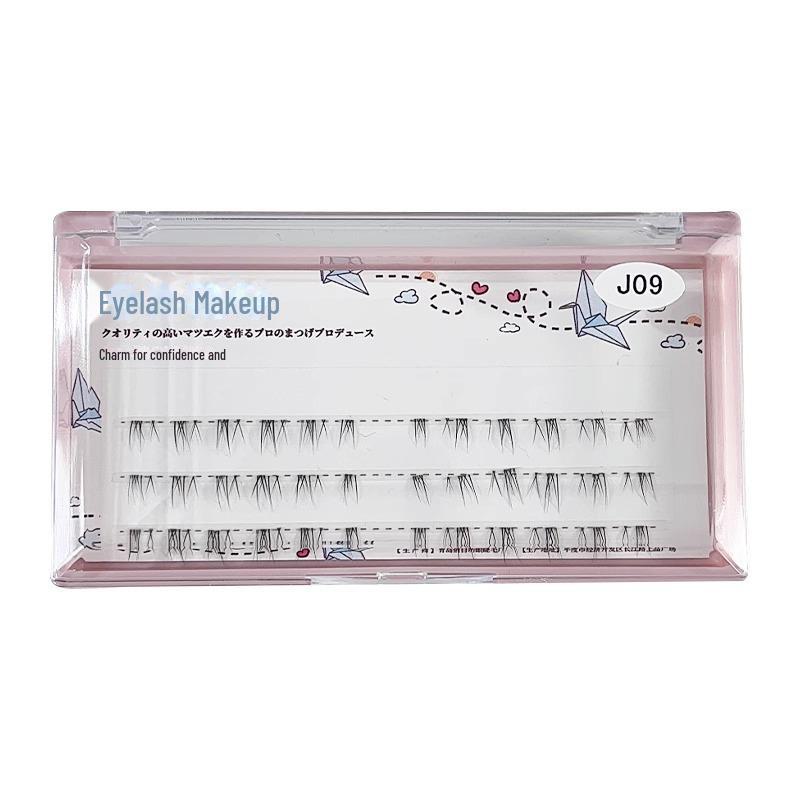 Jimei J09 Segmented False Eyelashes - Transparent Stem, Lightweight, Airy Lily Design
