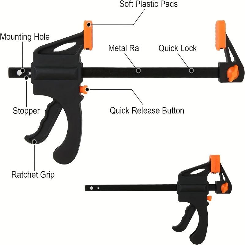 4/6/8/10 Inch Bar Clamps for Woodworking, Quick Grip Clamps Trigger Clamp One Handed Ratchet Clamp, Mini Small Bar Clamp for Craft